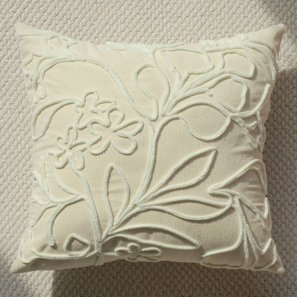 Botanical Embroidered Pillow Cover