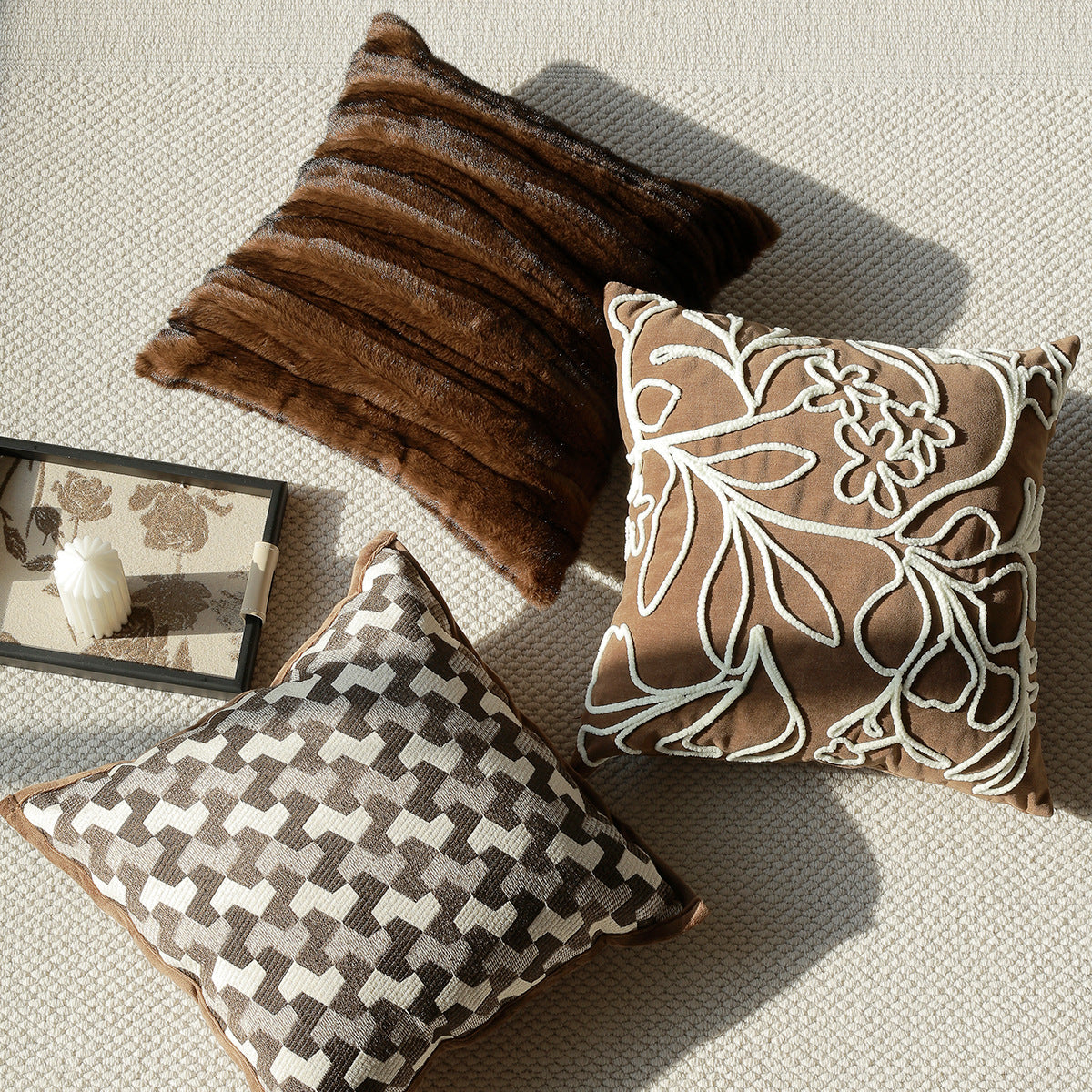 Botanical Embroidered Pillow Cover