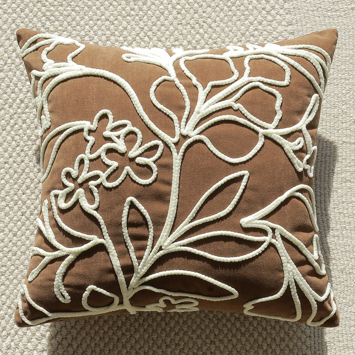 Botanical Embroidered Pillow Cover